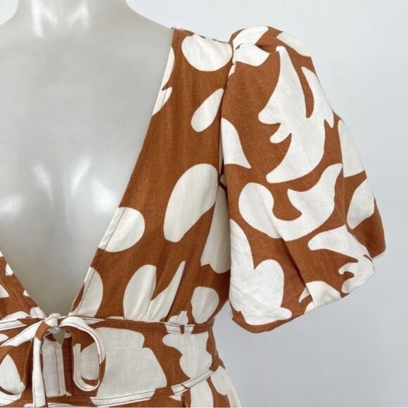 House of Harlow white & tan Puff Sleeve mini Dress 4 - Picture 7 of 14